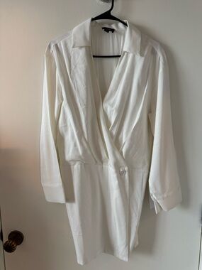 Lumiere White Wrap Dress with Collar